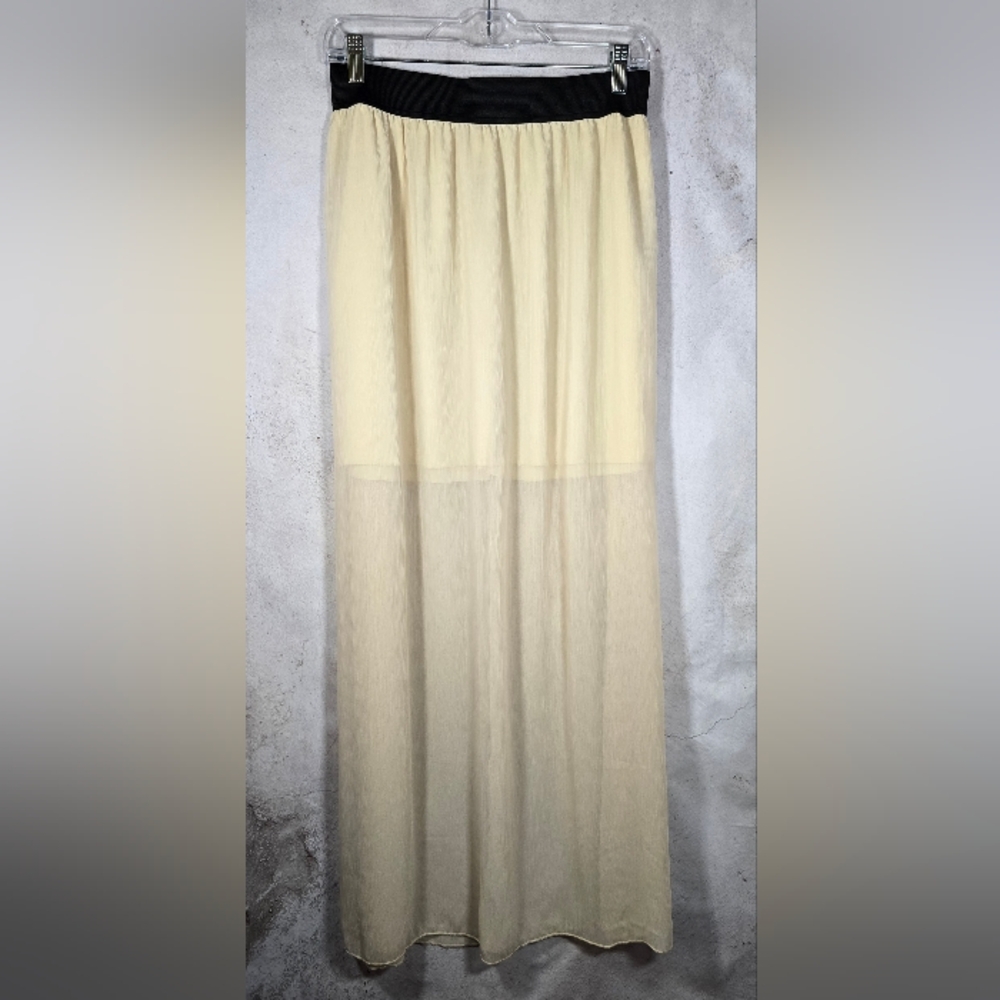 XL EUC No Boundaries Cream Sheer Maxi Skirt Elastic Waist Slip